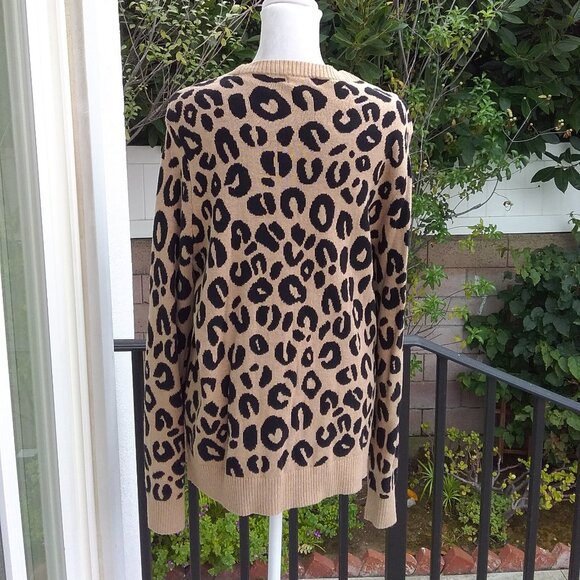 Merona Sweater Women's Animal Print Leopard Crewneck - Picture 6 of 8
